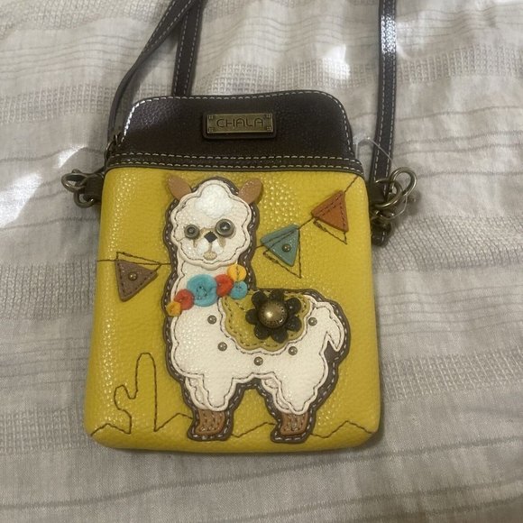 Chala Handbags - Chala Cell Phone Purse Crossbody Pleather Convertible Llama Mustard Yellow